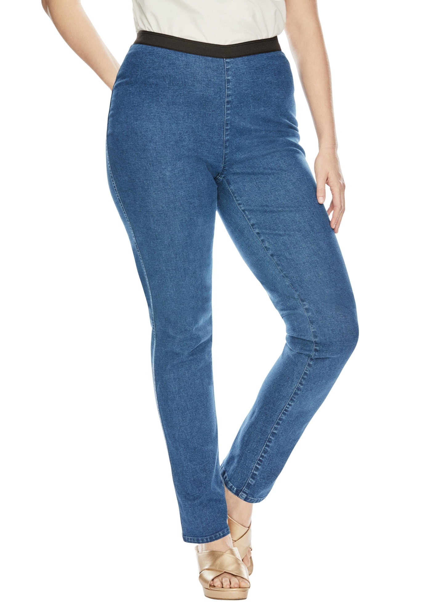Just Love Women's Denim Jeggings with Pockets - Comfortable Stretch Jeans  Leggings (Black Denim, XX-Large)