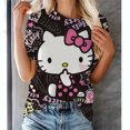 thumbnail image 4 of Camisetas de Hello Kitty para mujer, ropa de moda, ropa de calle, camisetas de manga corta, camiseta informal para niñas, Top con lazo, 4 of 7