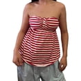 thumbnail image 1 of Argulvti Women Tube Top, Strapless Backless Solid/Stripes Vest Pleated Summer Tops, 1 of 5