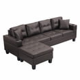 thumbnail image 5 of Sectional Sofa Set for Living Room with L Shape Chaise Lounge ,cup holder and Left or Right Hand Chaise Modern 4 Seat (Chocolate brown), 5 of 12