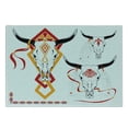 thumbnail image 3 of Tattoo Cutting Board, Bulls Head with Feather of Bird as Accessory with Tribal Designers Print, Decorative Tempered Glass Cutting and Serving Board, Small Size, Red Yellow and White, by Ambesonne, 3 of 5
