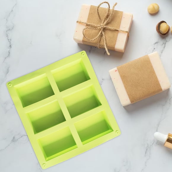 Fabricante de jabón de silicona antiadherente perfecl 6 rejillas Flexible reutilizable epoxi Fundición DIY jabón Verde