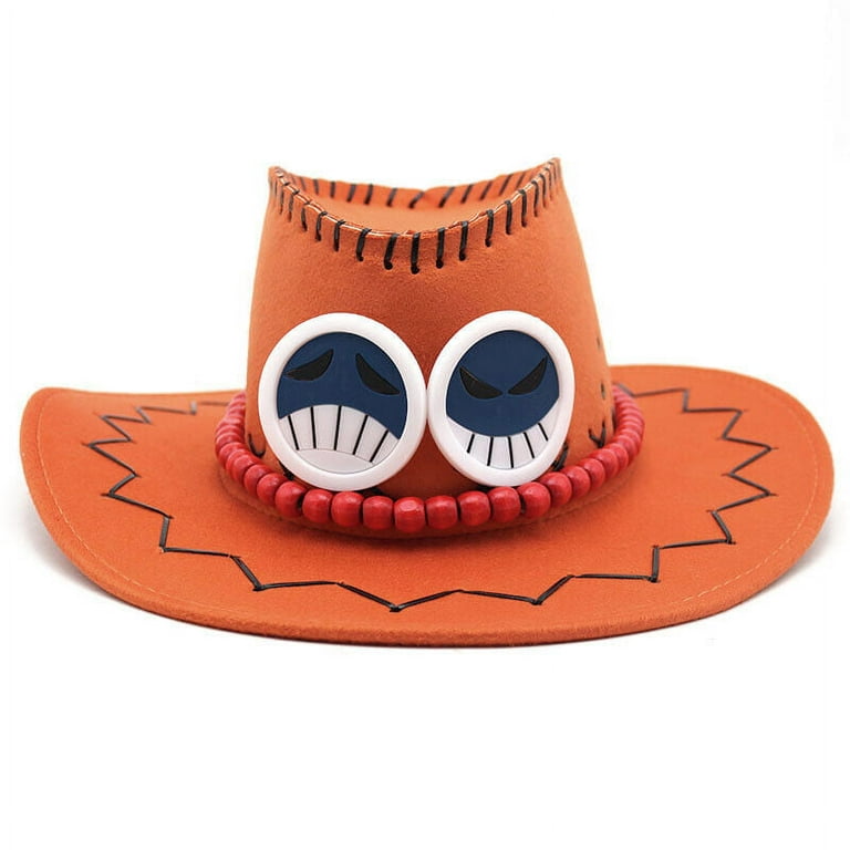 Anime One Piece Fire Fist Portgas D. Ace Hat Visor Western Cowboy Hat Gift  New for Cosplay Anime Costume Party 