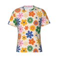 thumbnail image 4 of Vsdgher Groovy Daisy Flowers Print Men's Dry Fit Mesh Athletic Shirts Moisture Wicking Tennis T-Shirt Tops, 4 of 9