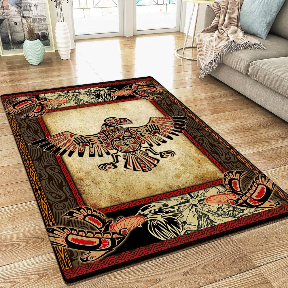 Rectangle Area Rug For Living Room, Bedroom, Eagle In Rug Haida Tribe ...