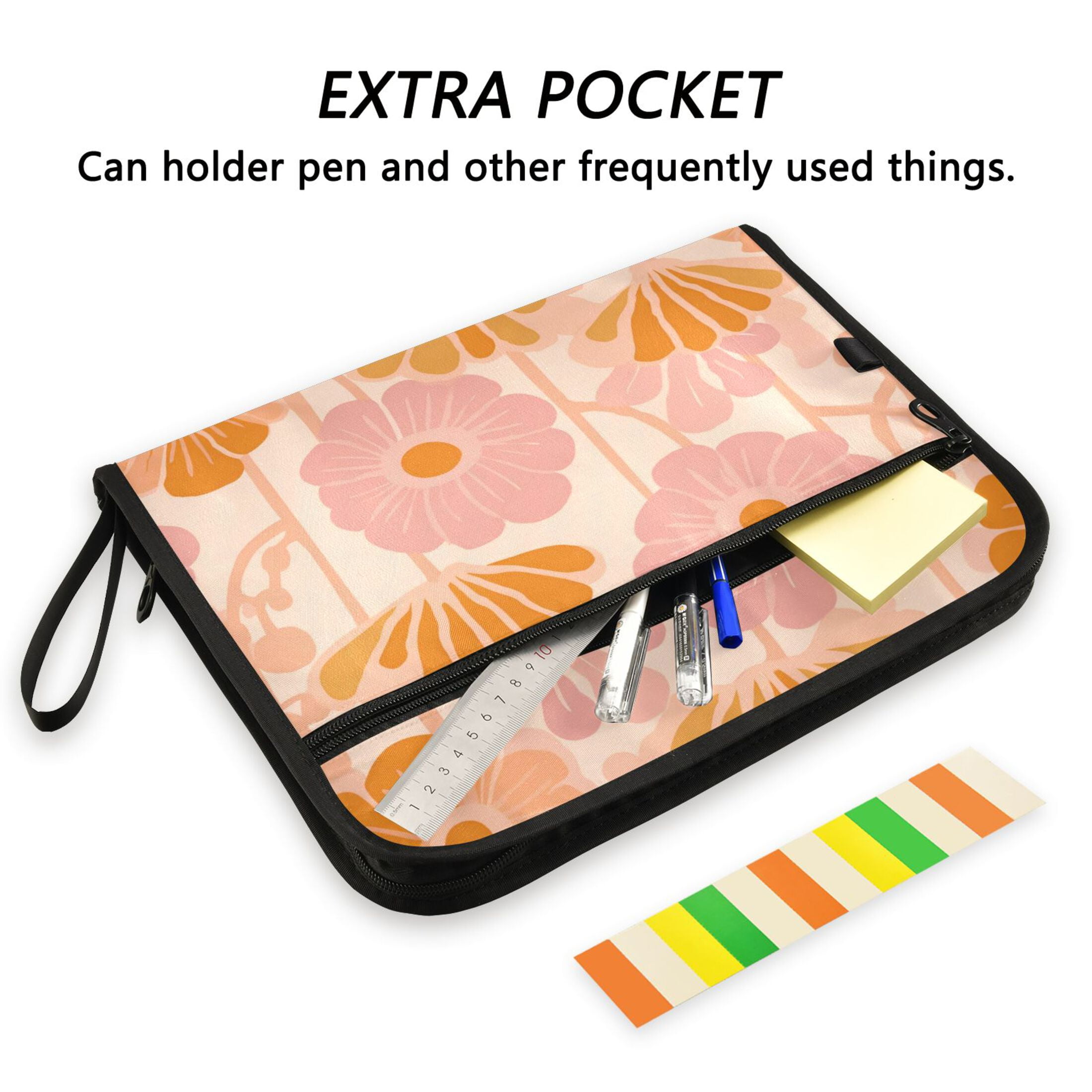 Expandable Folder with Colored Tabs, Desktop Folding Folder for Organizing Files by Category, with 13 Pockets, Suitable for Office Use Modern Wallpaper Patterns