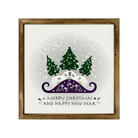 Eveokoki Farmhouse Wall Decor Signs For Christmas Decorations - Rustic 16” Wood Christmas And Happy New Year Picture Frame - Easy To Hang Indoor Holiday Decor For Your Home