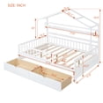 thumbnail image 4 of Yoneston Full Size House Bed with 2 Drawers and Storage Shelf, Wooden Kids Platform Bed Furniture Roof Designed, White, 4 of 9