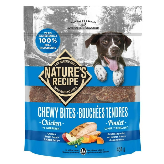 Nature's Recipe Chewy Bites Grain Free Natural Dog Treats, Chicken, Sweet Potato & Apple Recipe