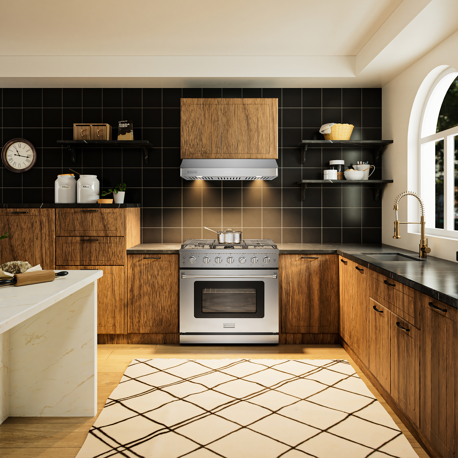 Empava 36 In. 500 CFM Ducted Under Cabinet Range Hood with Push Button Controls