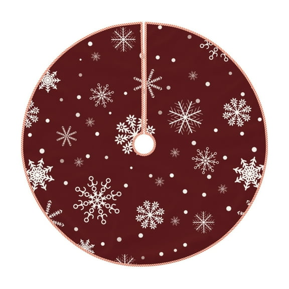 Rateoe Romantic white snowflakes Pattern Christmas Tree Skirt with Ties, Christmas Tree Decorations, Farmhouse Christmas Decor Xmas Holiday Decorations-30"