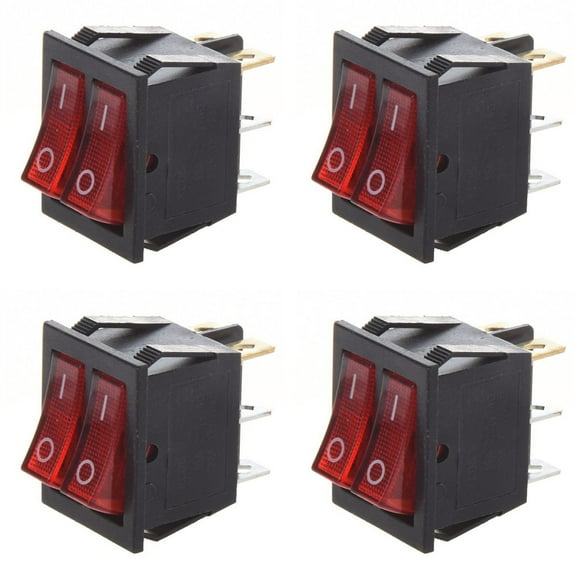 4X Luz Roja Iluminada 6 Pines Dual SPST ON/OFF Interruptor Basculante de AC 15A/250V 20A/125V