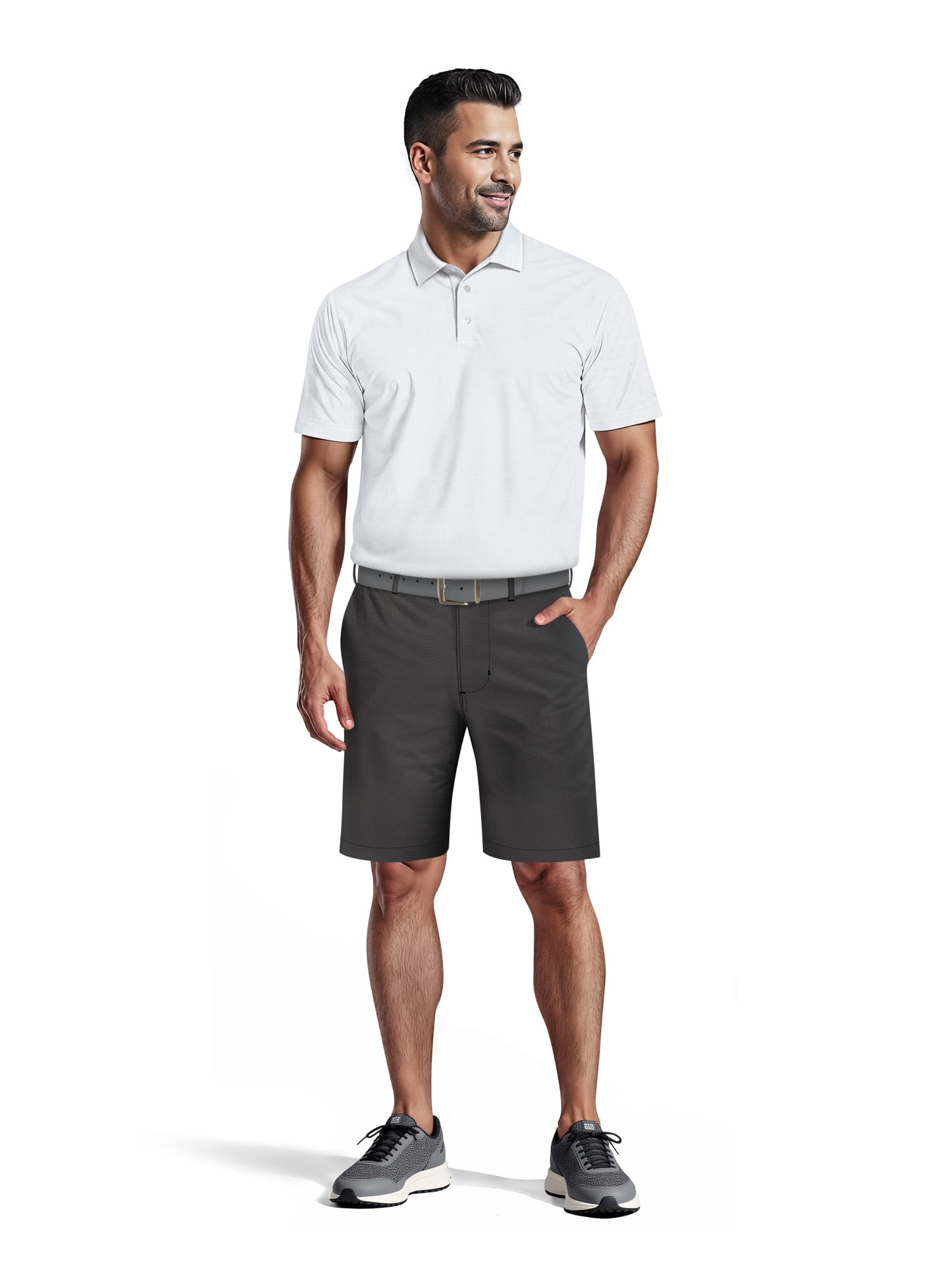 Ben Hogan Men's & Big Men's Stretch Golf Shorts with Horizontal Pattern and Active Waistband, 9" Inseam, Sizes 28-50