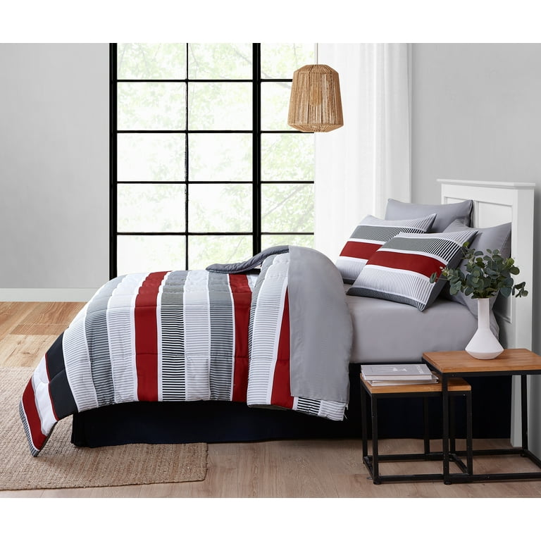 Real Living Red & Gray Bed-in-a-Bag Bedding Set