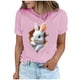 thumbnail image 2 of Tops de Cuello Alto para las Mujeres Amante Impreso Camiseta Cuello Redondo Manga Corta, Poliéster Spandex, 2 of 7