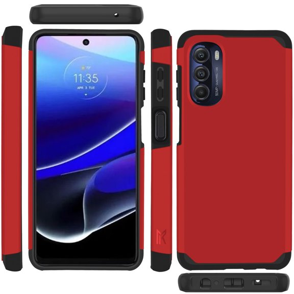 For Motorola Moto G Stylus 5G 2022 Ultra Slim Protection Shock Absorption Hybrid Dual Layer Hard PC   TPU Rubber Armor Cover ,Xpm Phone Case [ Red ]