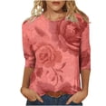 thumbnail image 2 of Uootdi Womens Floral Jacquard Tops Crew Neck Long Sleeve Textured Blouses Casual Patterned Tees Everyday Street Style Gift, 2 of 5