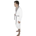 thumbnail image 5 of Men?s 100% Terry Cotton Bathrobe Toweling Gown Robe Two tone White Large, 5 of 7