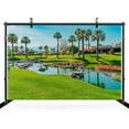 thumbnail image 3 of Golf Courses Theme Pretty Backdrop California Palm Springs City Vacation Resort Green Meadow Ponds Mountain Blue Sky Background Golf Theme Wedding Birthday Party Decor Photo Props Wallpaper, 3 of 5