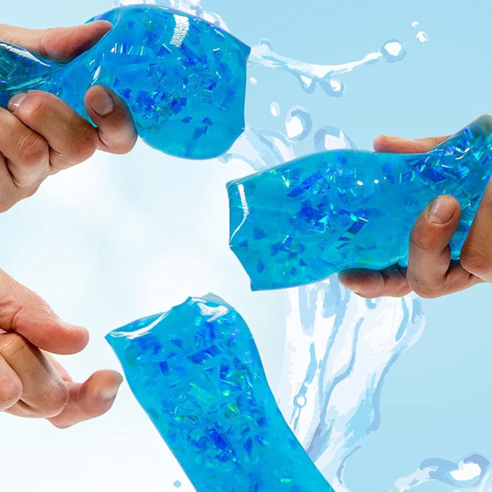 Liquid Squeeze Stress Relief Toys Column Super Slippery- Crystal Clear Marble Water Squishy Fidget Set, Soft Gel Hand Therapy Squeeze Balls for Anxiety Relief
