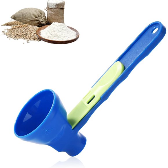 2-in-1 Sliding Measuring Scoop, No Spill Measuring Scoop with Silding Base Protein Powder Scoop with Funnel for Coffee Protein Milk Powder Spoon
