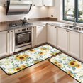 thumbnail image 3 of Kitchen Rugs Sets Of 2,White Sunflower Green Leaf Pattern Anti Fatigue Kitchen Mat Rugs Non Slip Washable,Decorative Kitchen Floor Mats for Kitchen,Sink,Laundry,17"x47"+17"x47", 3 of 5