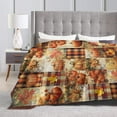 thumbnail image 4 of Fall Pumpkin Blanket Autumn Maple Leaf Throw Blanket Plaid Thanksgiving Orange Flannel Stuff Merch Cozy Decor Fleece Soft Plush Fuzzy Warm Lightweight Bedding Gifts for Women Girls Couch 50"X40", 4 of 6