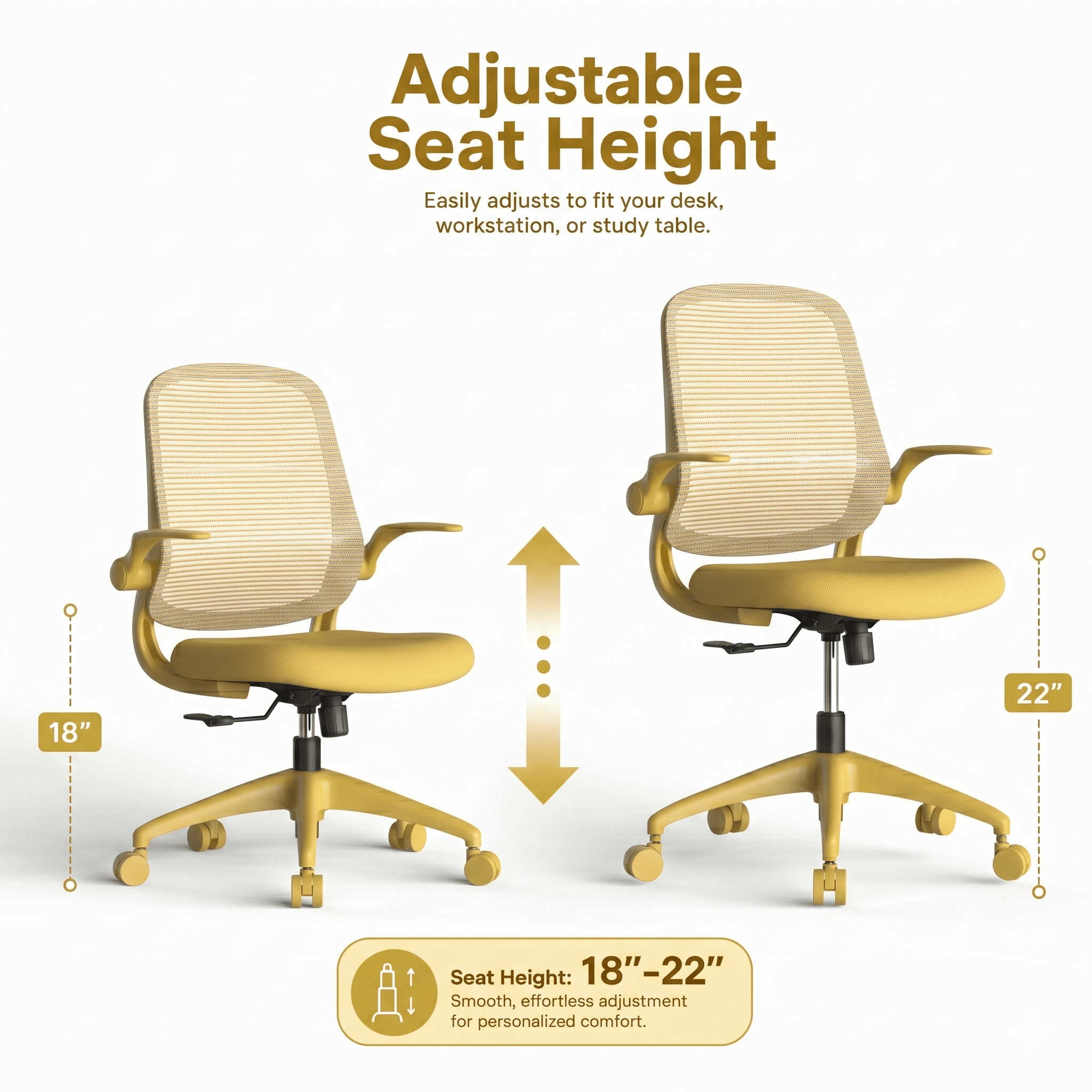 Homy Casa Flip-Up Armrest Mesh Office Chair, Ergonomic Swivel Desk Chair for Home Office