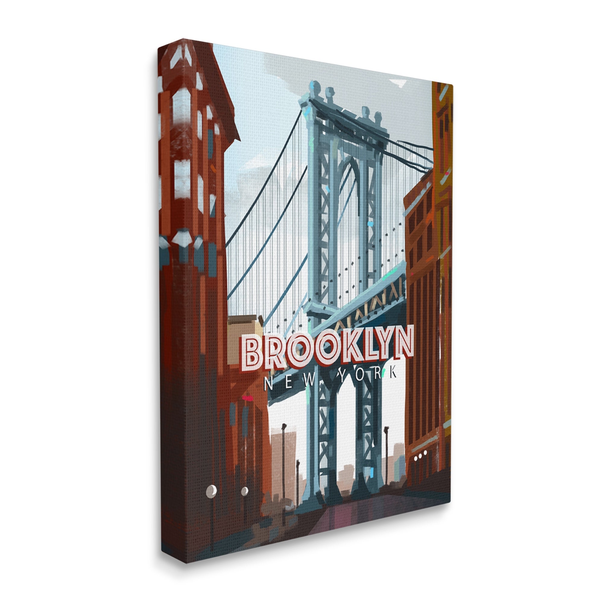 Stupell Industries Layered Brooklyn Bridge Architecture Urban Scenery Travel Graphic Art Gallery Wrapped Canvas Print Wall Art, Design by David Owens Illustration