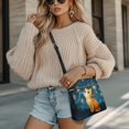 thumbnail image 4 of Tutolipy Cat Starry Night Crossbody Purse, Lightweight Ladies Single Shoulder Bag Durable Waterproof PU Leather Crossbody Purse for Daily Use Everyday, 4 of 7