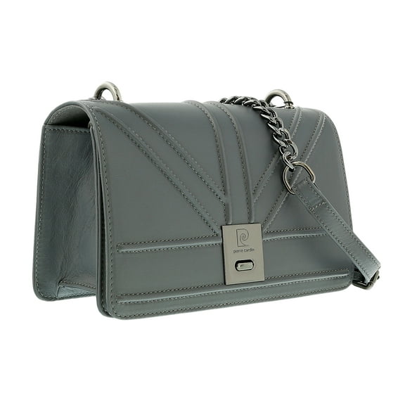 Pierre Cardin Grey Leather Large Structured Shoulder Bag for Womens