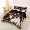 thumbnail image 2 of jejeloiu Rustic Aztec Full Size Comforter Sets,Western Cowhide Bedding Comforter Set For Boys,Green Brown,Black Reversible,3 Pieces,1 Comforter and 2 Pillowcases, 2 of 7