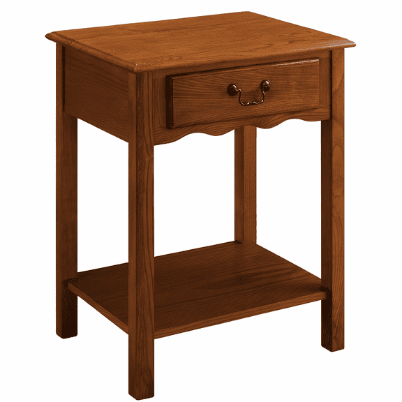 Leick Home Salem Solid Wood Nightstand with Drawer and Shelf, Medium Oak