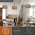 thumbnail image 3 of Norwood 1L Gray Industrial Woven Wood Drum Pendant Hanging Ceiling Light, 3 of 14
