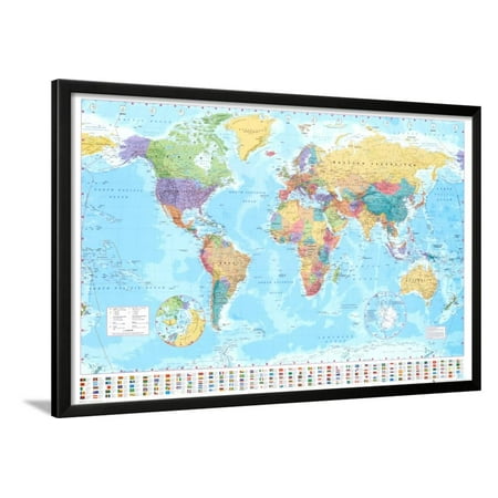World Map Lamina Framed Poster Wall Art 38x26 Walmart