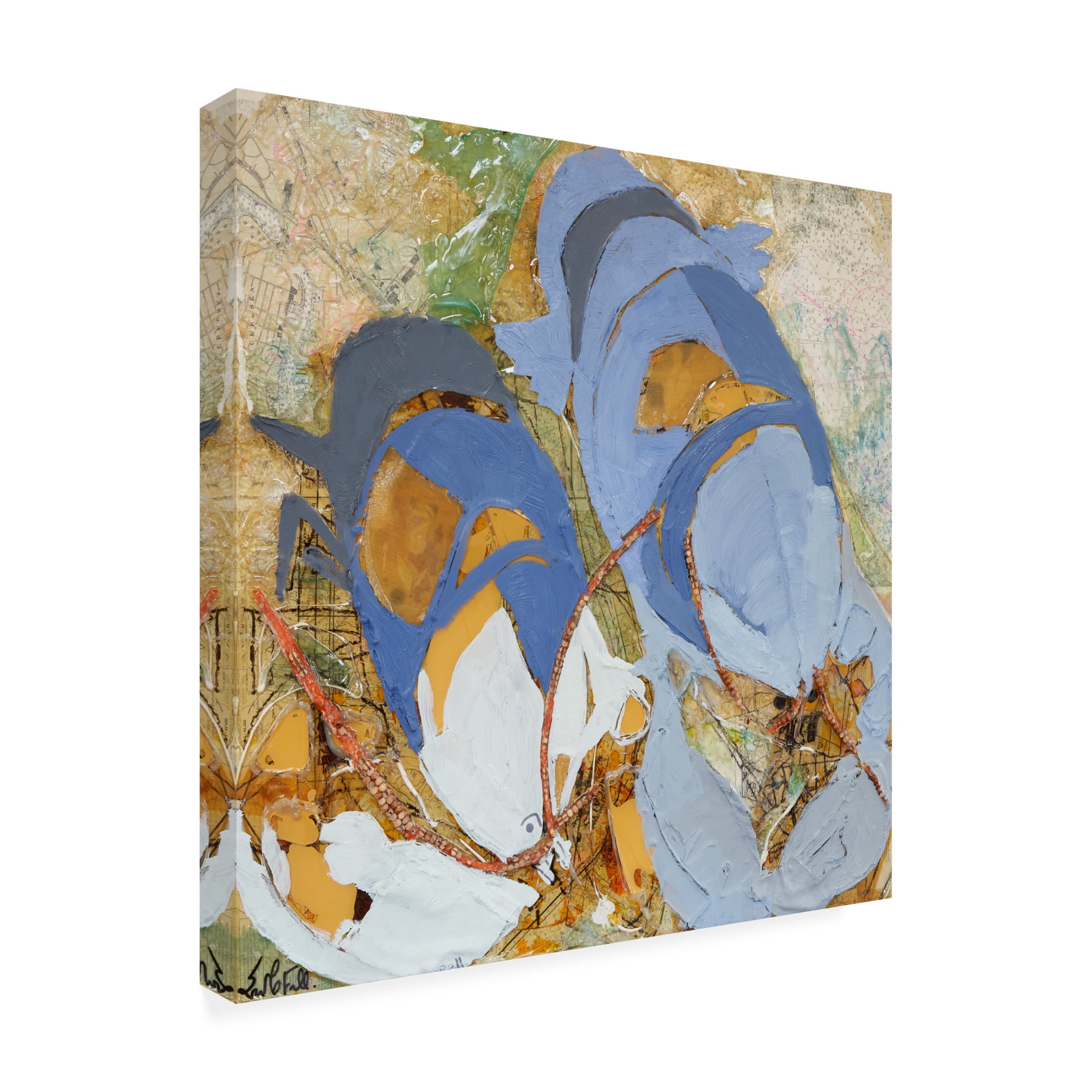 Canvas Wall Art - Erin McGee Ferrell 'Blue Lobsters' Wall Art for Living Room, Bedroom, or Office Décor by Trademark Fine Art - 14 x 14 Inches