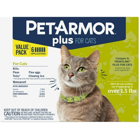 PetArmor Plus Flea & Tick Prevention for Cats (Over 1.5 lbs), 6