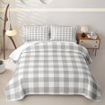 thumbnail image 2 of Erosebridal Gray Plaid Bed Spread Queen,Gingham Pattern Queen Coverlet Set For Boys,3pcs, 2 of 7