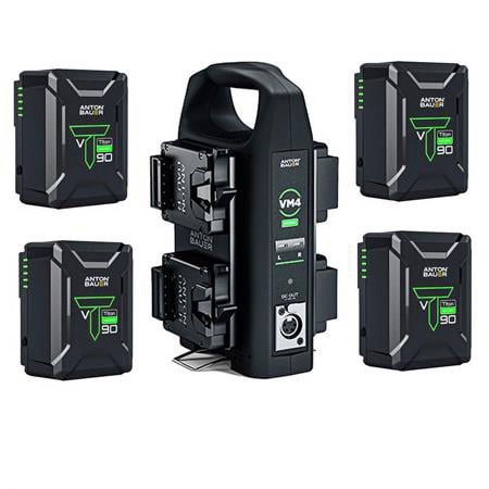 UPC: 0192223188662 | VM4 4-Position Micro Battery Charger  V-Mount  Bundle with 4x Titon Micro 90Wh V-Mount Batteries