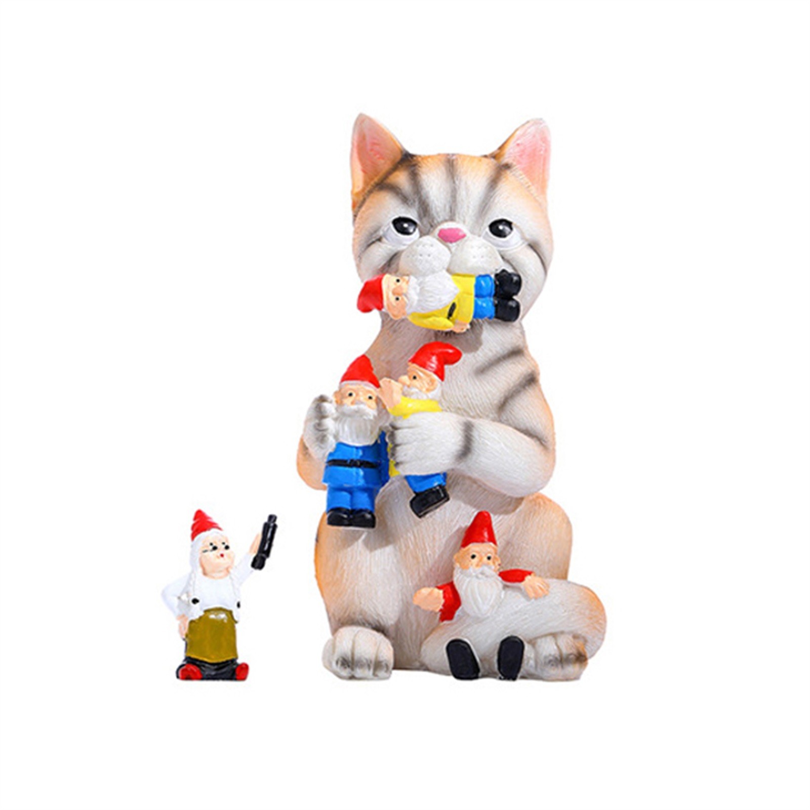 Naughtys Cat Gnome Statue Gnome Massacres Ornament Cat Eating Gnome