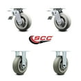 thumbnail image 2 of 6 Inch Thermoplastic Rubber Caster Set with Roller Bearings 2 Brakes 2 Rigid SCC, 2 of 2