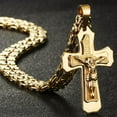thumbnail image 6 of Lovelords Religious Men Crucifix 14K Yellow Gold Cross Pendant Necklace Heavy Byzantine Chain Necklaces Jesus Christ Holy Jewelry Gifts, 6 of 7