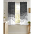 thumbnail image 4 of Ombre Waves Sheer Curtains 45 Inch Length 2 Panels Set for Living Room/Bedroom, Abstract Art Gradient Black Modern Kitchen Curtains Grommet Semi-Sheer Curtains Drapes Window Treatments 42"x45"x2, 4 of 7