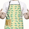 thumbnail image 2 of LightYellow Green Dinosaurs Silhouettes Apron-Garden Aprons for Women with Pockets-Cotton Linen Waterproof Kitchen Cooking Gardening Aprons Adjustable for Kitchen,Cooking,BBQ and Salon 33x27 Inch, 2 of 7