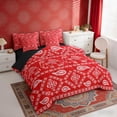thumbnail image 3 of Erosebridal Bohemian Red Paisley Bedding Comforter Set, Hippie Elephant Queen Bedding Sets, Black Reversible 7-Piece, 3 of 6