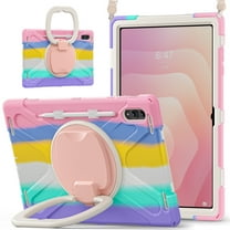 For Samsung Galaxy Tab S11 Ultra 14.6 inch Case, 360 Rotatable Handle Stand, Shoulder Strap, Drop-Proof Design, Colourful Pink
