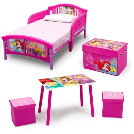 Delta Children Disney Princess 5-Piece Toddler Bed Bedroom Set with BONUS Fabric Toy Box