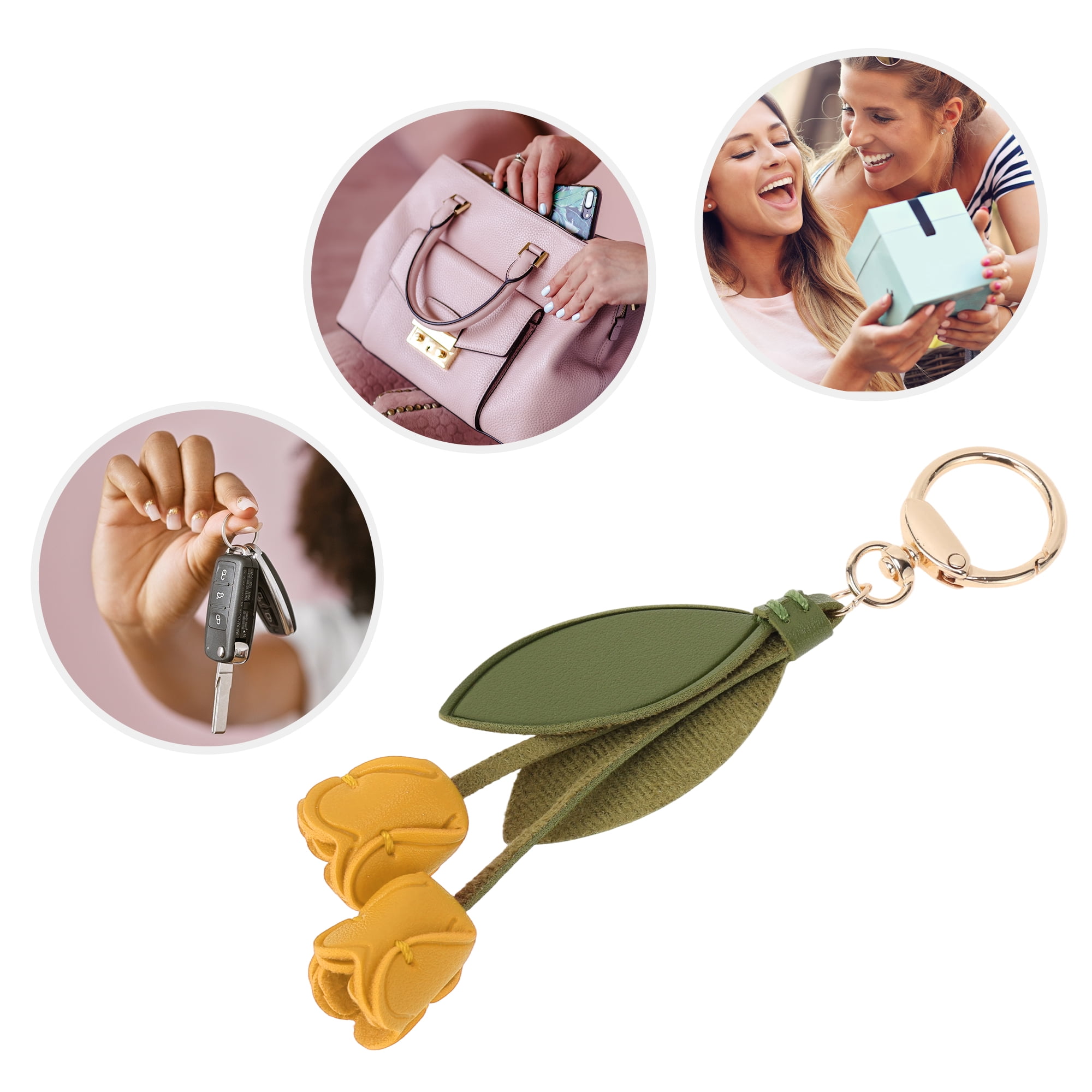 Unique Bargains Colorful Flower Leaf Handbag Charm For Any Occasion 1 Pc Yellow