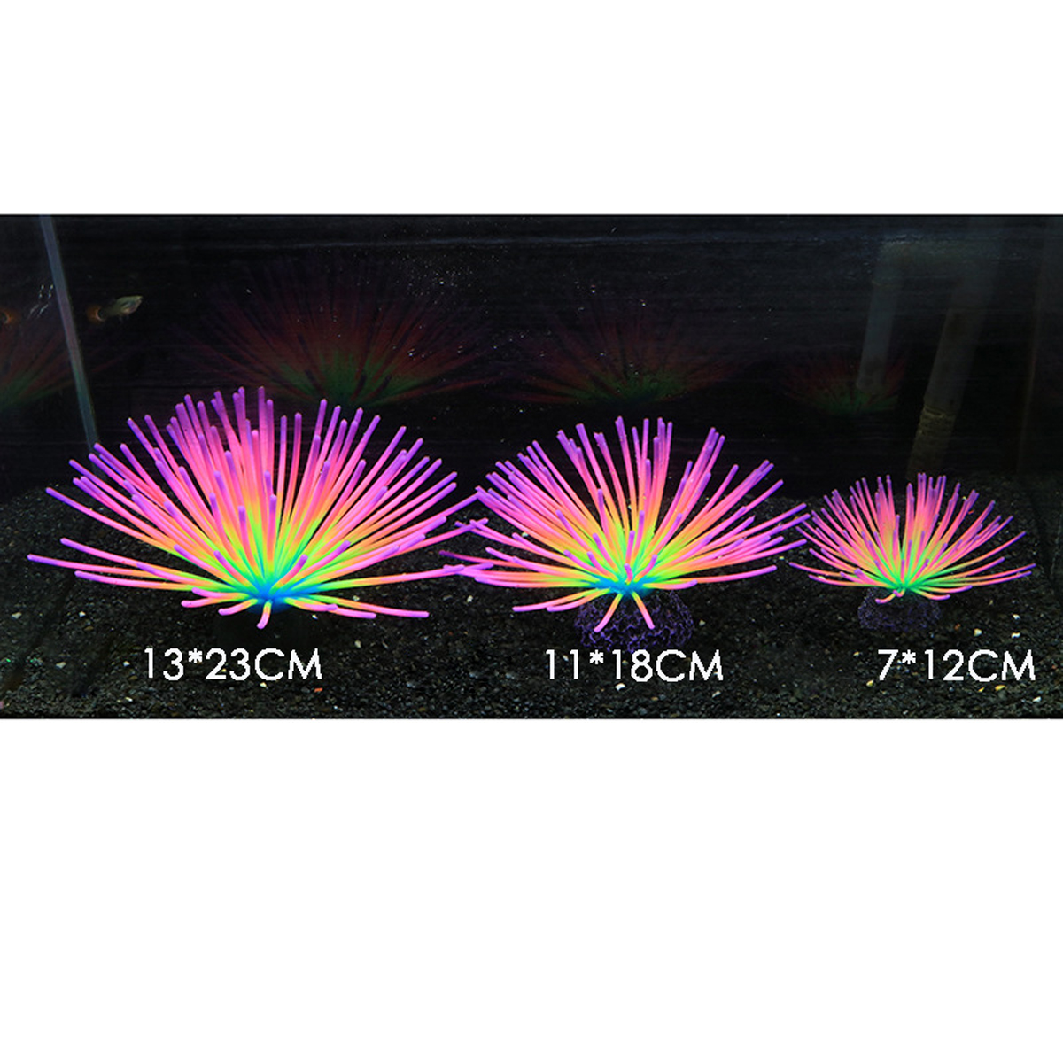 1/2/6/10pcs Aquarium Imitative Rainbow and Iridescent Blue Sea Urchin Balls Artificial Silicone Ornament Set with Glowing Effect for Fish Tank Landscape Decoration - image 2 of 2