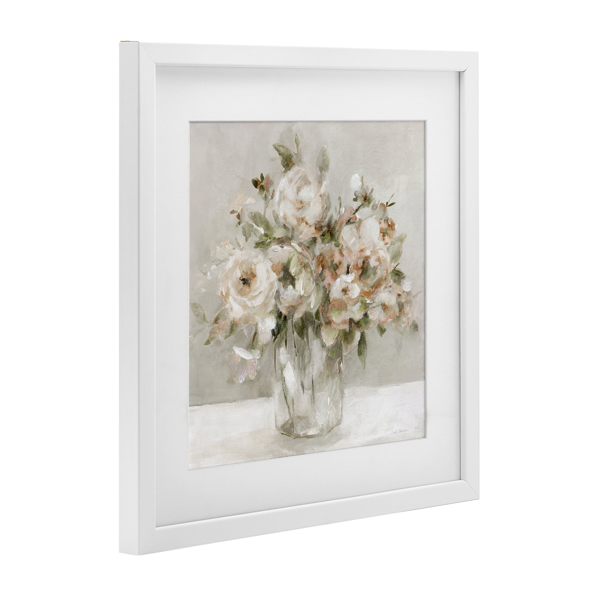 Stupell Industries Soft Neutral Floral Still Life White Framed Print Under Glass, design by Carol Robinson